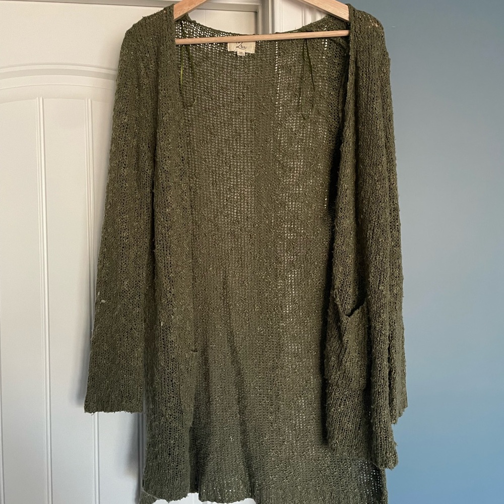 Sheer forest green cardigan